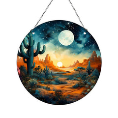 Christmas Acrylic Glass Ornaments Desert Sunset Cactus Disc Ornaments