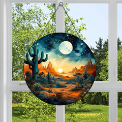 Christmas Acrylic Glass Ornaments Desert Sunset Cactus Disc Ornaments