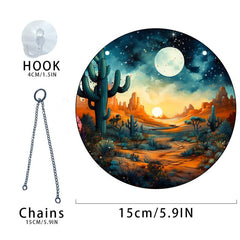 Christmas Acrylic Glass Ornaments Desert Sunset Cactus Disc Ornaments