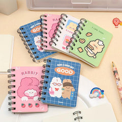 4pcs Cartoon Rabbit Side Flip Coil Notebook A7 Pocket Notepad