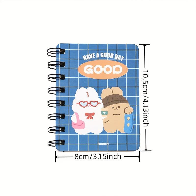 4pcs Cartoon Rabbit Side Flip Coil Notebook A7 Pocket Notepad