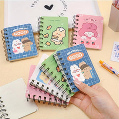 4pcs Cartoon Rabbit Side Flip Coil Notebook A7 Pocket Notepad