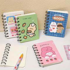 4pcs Cartoon Rabbit Side Flip Coil Notebook A7 Pocket Notepad