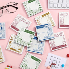 100 Sheets Cartoon Sticky Notes for Student Notes - 2pcs