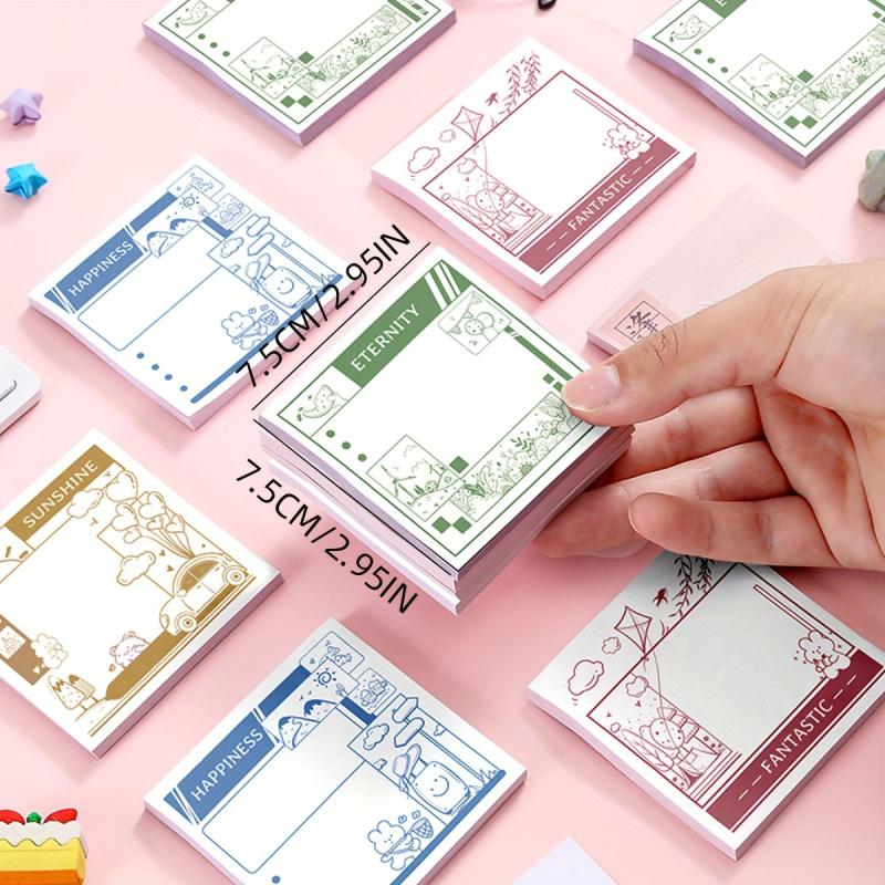 100 Sheets Cartoon Sticky Notes for Student Notes - 2pcs