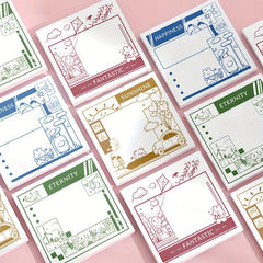100 Sheets Cartoon Sticky Notes for Student Notes - 2pcs