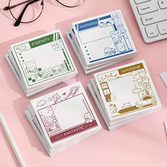 100 Sheets Cartoon Sticky Notes for Student Notes - 2pcs