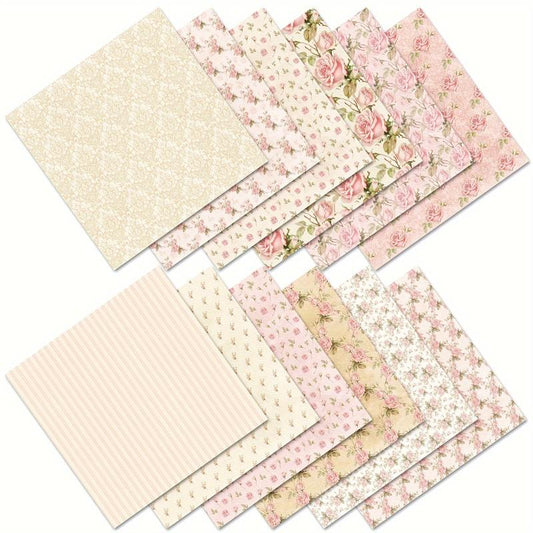 12pcs Flower Series Scrapbook Paper for DIY Photo Album Background