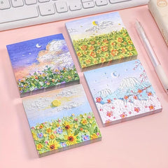 4pcs Rich Like Painting Sticky Notes Student Notes Message Sticky Notes Paper