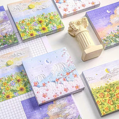 4pcs Rich Like Painting Sticky Notes Student Notes Message Sticky Notes Paper