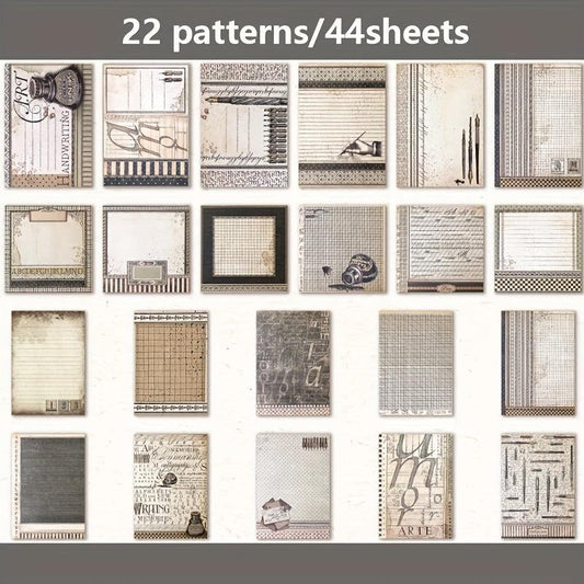 44 Sheets Vintage Decorative Paper Basic Patterns for DIY Origami