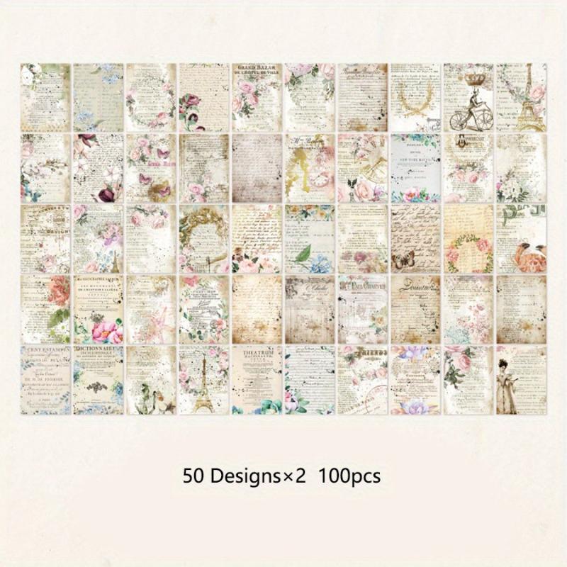 Retro Flower Sticky Note Book DIY Decoration 100 Sheets