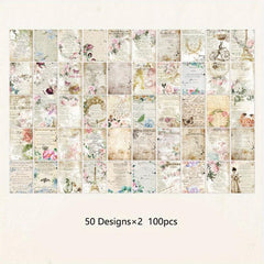 Retro Flower Sticky Note Book DIY Decoration 100 Sheets