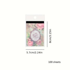 Retro Flower Sticky Note Book DIY Decoration 100 Sheets