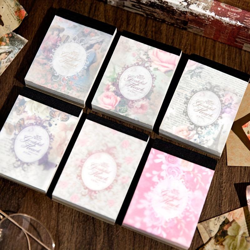 Retro Flower Sticky Note Book DIY Decoration 100 Sheets