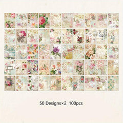 Retro Flower Sticky Note Book DIY Decoration 100 Sheets