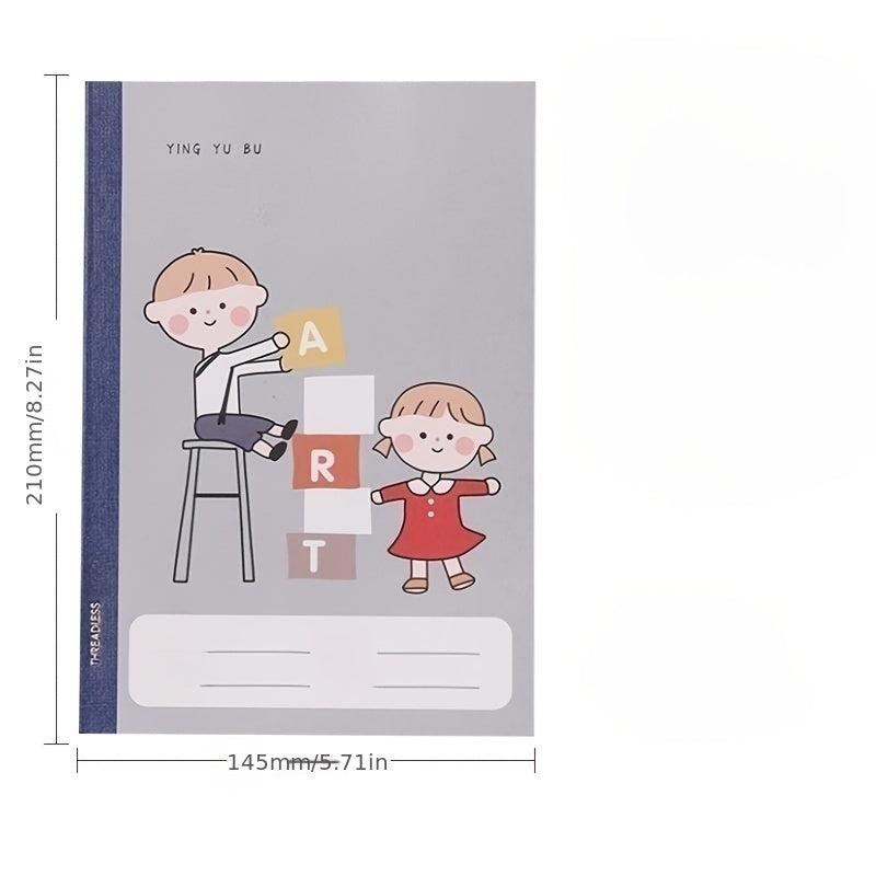 5 Pack Student Exercise Books A5, Cartoon Learning Design