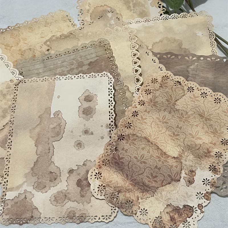 10pcs Retro Yellow Lace Notebook Journal DIY Decoration Material