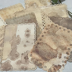 10pcs Retro Yellow Lace Notebook Journal DIY Decoration Material