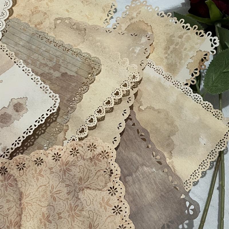 10pcs Retro Yellow Lace Notebook Journal DIY Decoration Material