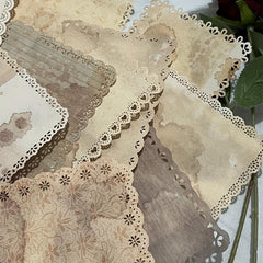 10pcs Retro Yellow Lace Notebook Journal DIY Decoration Material