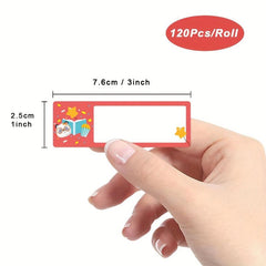 120pcs Roll Name Stickers - Three Cartoon Patterns