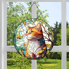 Christmas Acrylic Glass Ornament Cat Leaves Illustration Party Supplies