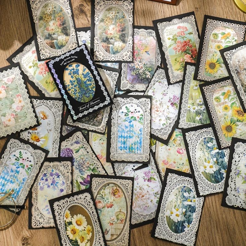 60sheets Vintage Flowers Scrapbook Paper Non sticky Message Paper