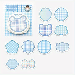 100 Sheets Cartoon Shaped Note Paper Plaid Stripes Memo Paper