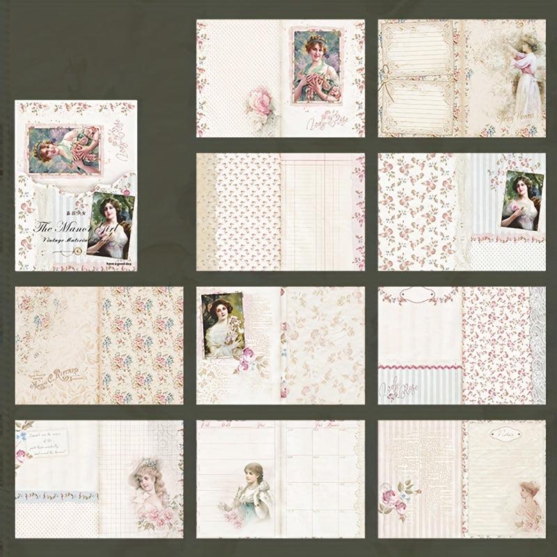 30pcs Retro Large Size Character Girl Bottoming Hand Account Paper