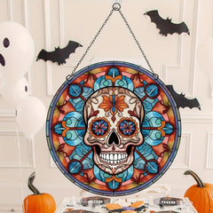 Halloween Floral Skull Glass Decoration Party Supplies