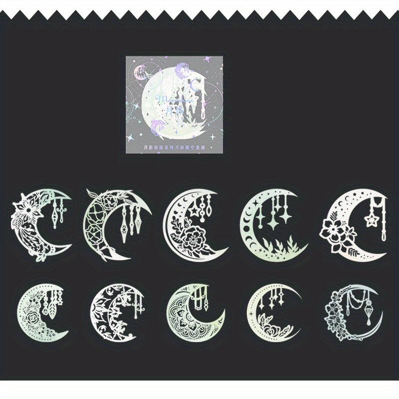 10pcs Retro Hollow Moon Phase Paper for Landscaping, 10x4x2In, 13x5x1In