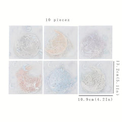 10pcs Retro Hollow Moon Phase Paper for Landscaping, 10x4x2In, 13x5x1In