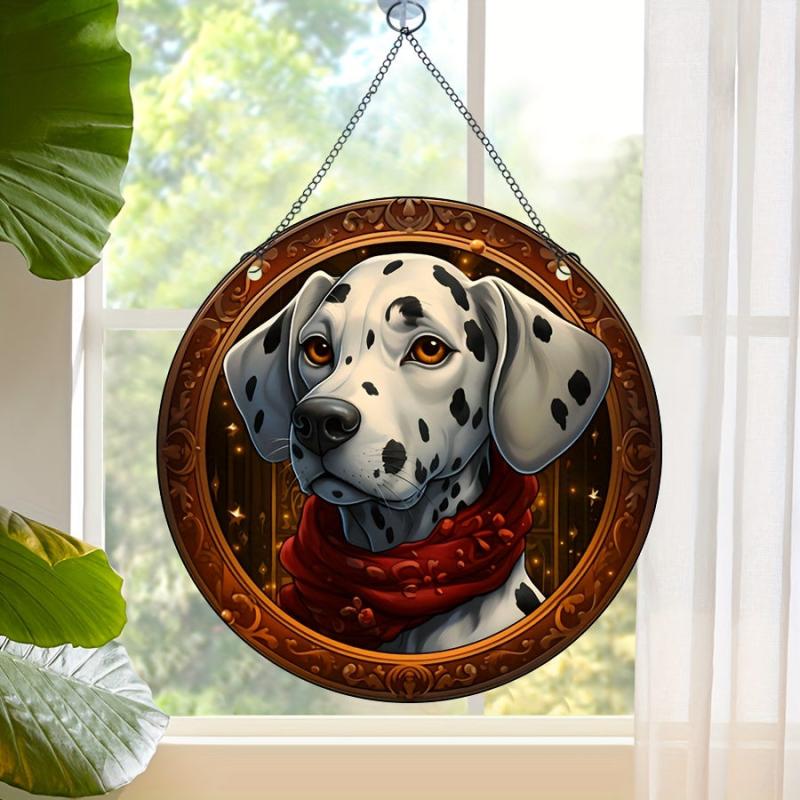 1pc Christmas Pet Dog Round Plate Decoration
