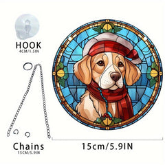 1pc Acrylic Round Christmas Cat Window Decoration