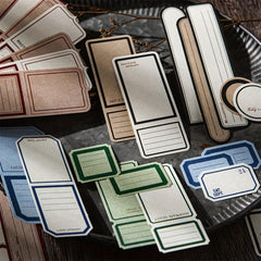 40pcs Retro Border Journal Material Decorative Collage Non Adhesive Pen Ink Set