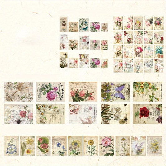100PCS Vintage Nature Plants Washi Paper Stickers Pack for Scrapbook Decoration