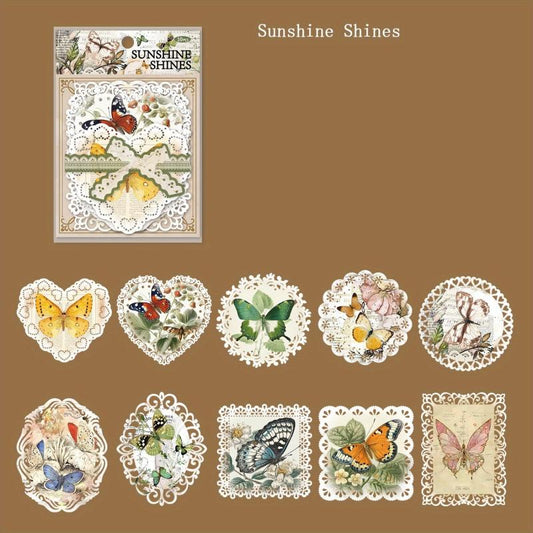 10pcs Writable Hollow Lace DIY Vintage Decorative Paper For Album Travel