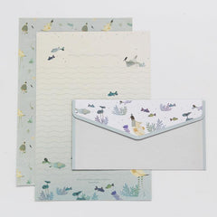 9pcs Stationery Set: 6 Letter Writing Sheets & 3 Matching Envelopes