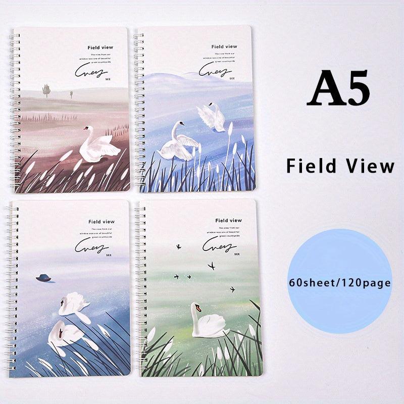 4pcs A5 Coil Dream Pattern Notebook 60 Sheets Loose Leaf