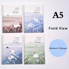 4pcs A5 Coil Dream Pattern Notebook 60 Sheets Loose Leaf