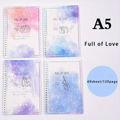 4pcs A5 Coil Dream Pattern Notebook 60 Sheets Loose Leaf