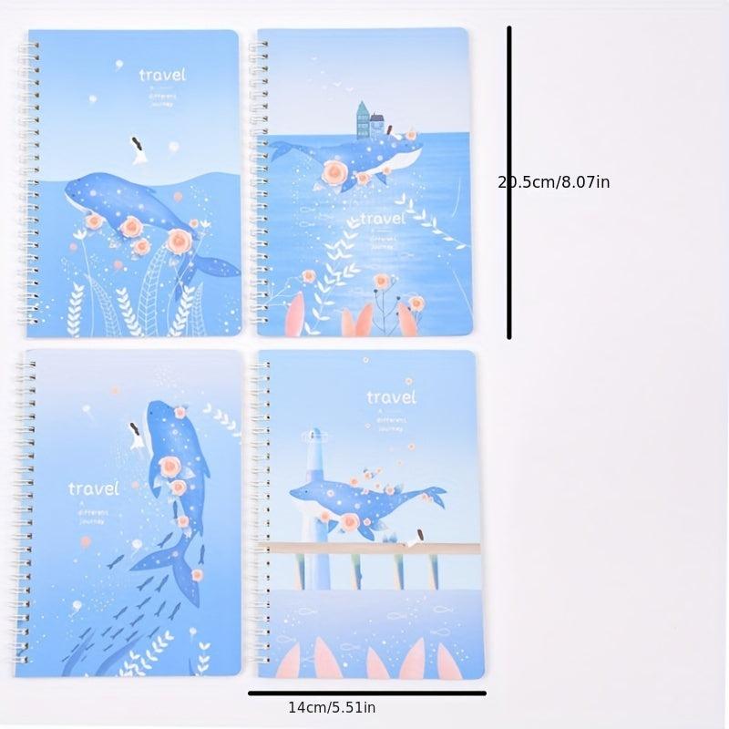 4pcs A5 Coil Dream Pattern Notebook 60 Sheets Loose Leaf