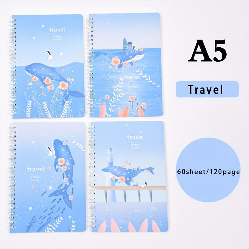 4pcs A5 Coil Dream Pattern Notebook 60 Sheets Loose Leaf