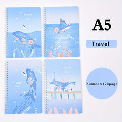 4pcs A5 Coil Dream Pattern Notebook 60 Sheets Loose Leaf
