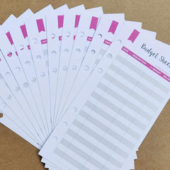 Budget Pack 12 Sheets w/ Hole for Core Card