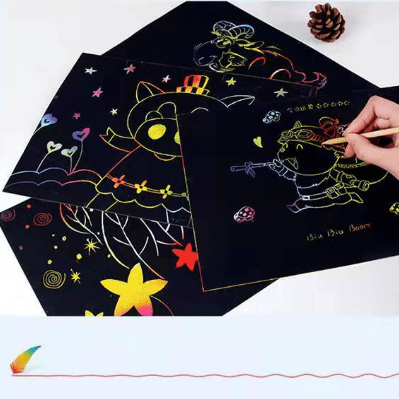 Kids Colorful Scraping Paper for DIY Painting A4 Size