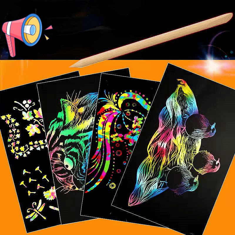 Kids Colorful Scraping Paper for DIY Painting A4 Size