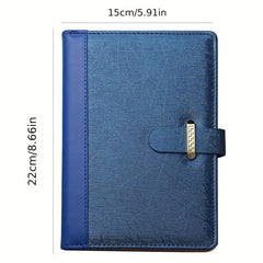 Faux Leather Business Notebook Metal Buckle Office Meeting Minutes Notebook