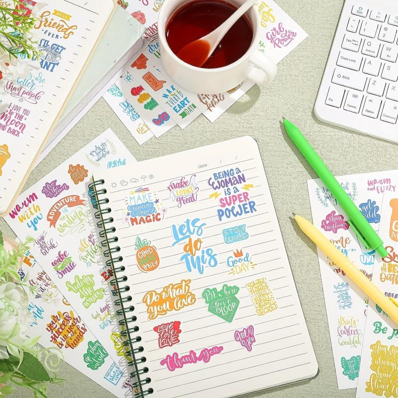 Inspirational Planner Stickers Set, 24 Sheets, Waterproof, Journal Daily Use